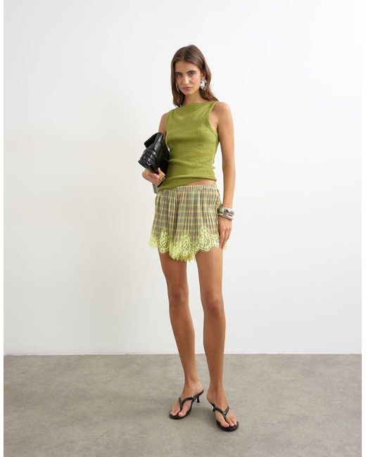 TOPSHOP Green Slash Neck Racer Tank Top