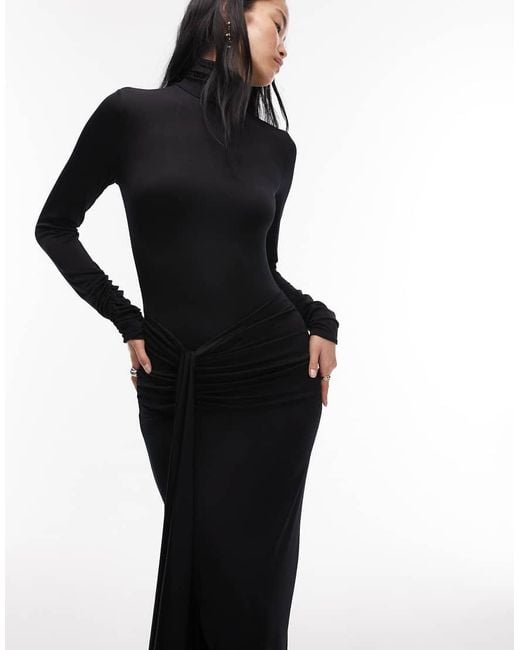 & Other Stories White Maxi Dress With High Neck And Drape Sheaf Detail