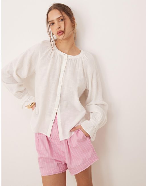 Aware Pink – boho – e bluse mit knopfleiste