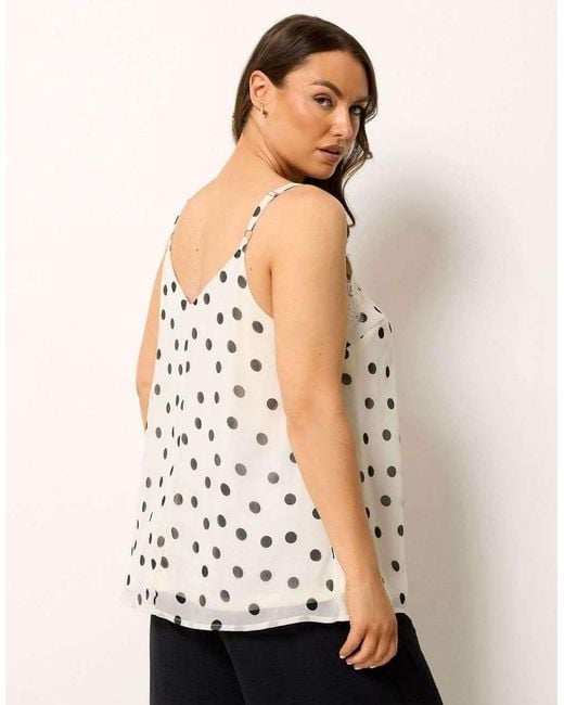 Yours Clothing White Polka Dot Lace Vest Top