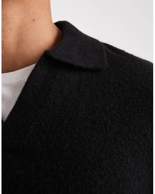 Maglione Oversize Spazzolato Con Intaglio Sullo Scollo di ASOS in Black da Uomo