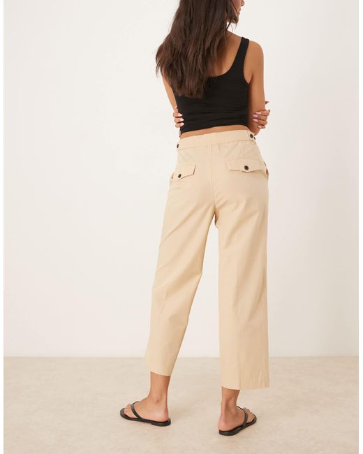 Mango Natural Wide Fit Trousers With Pleat
