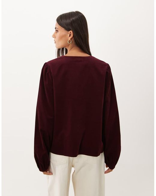 Nobody's Child Isla Cord Embroidered Collar Tie Front Long Sleeve Top