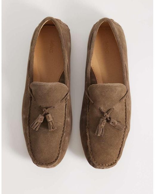 Mango Brown Real Suede Driver Shoes for men