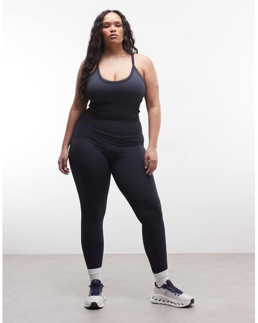 4505 Blue Curve Sculpting Seamless Vest With Inner Bra And Adjustable Straps