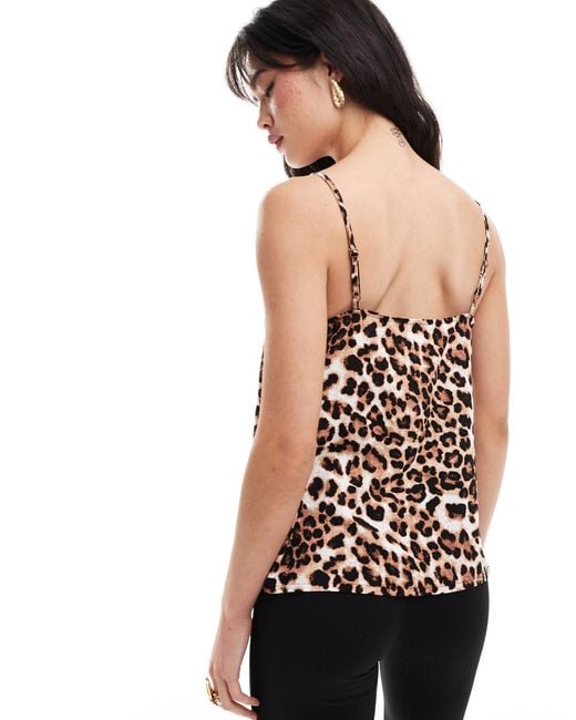 Vero Moda Black – camisole mit v-ausschnitt und leopardenmuster