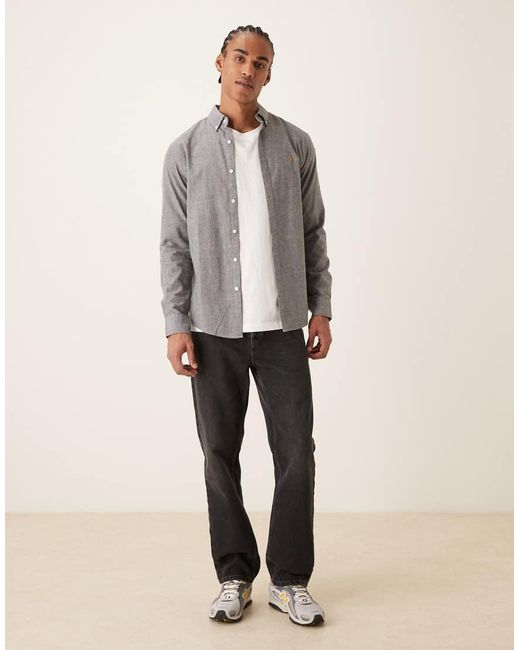Farah Gray Steen Long Sleeve Casual Logo Shirt for men