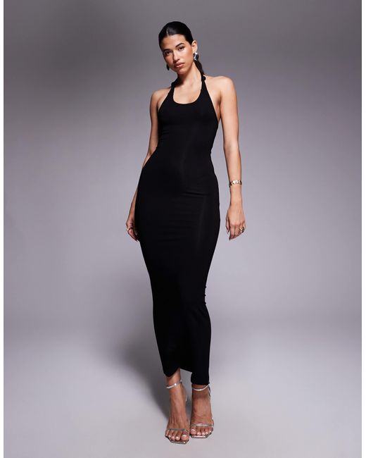 Robe mi-longue à encolure dégagée et détail froncé au dos ASOS en coloris Blue
