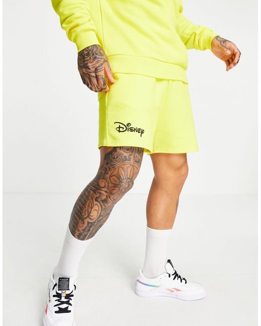 ASOS Yellow Disney Co-ord Short With Mickey Mouse Print for men