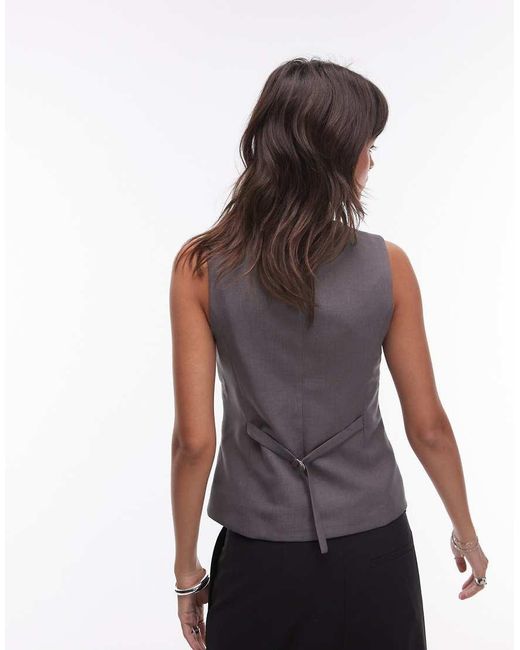 Chaleco De Sastre Beis Abotonado Con Cuello Subido De (Parte De Un Conjunto)-Beis Neutro TOPSHOP de color Multicolor