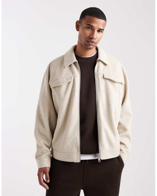 ASOS Natural Wool Look Harrington for men