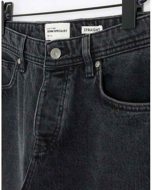 River Island Blue Washed Straight Fit Jeans for men