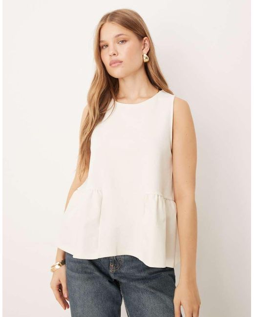 Gina Tricot Natural Knitted Peplum Top