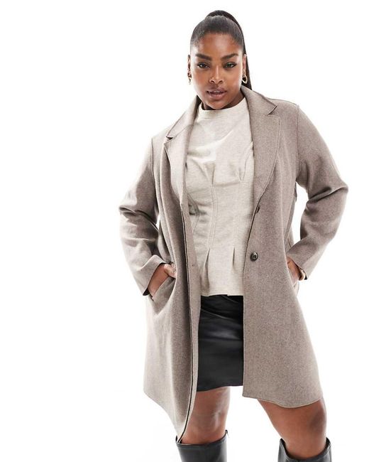 ONLY Natural Longline Notch-Collar Coat