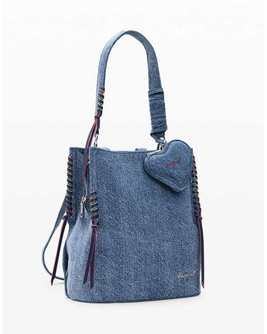Desigual Blue Small Denim Heart Backpack