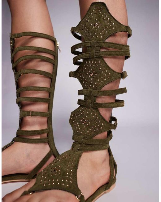Public Desire Green Rome Gladiator Sandals