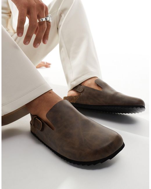 ASOS Brown Mule Clog Sandals for men