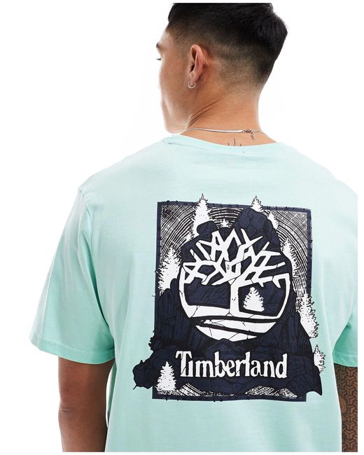 Timberland Gray Camo Tree Back Print Logo Oversized T-shirt for men