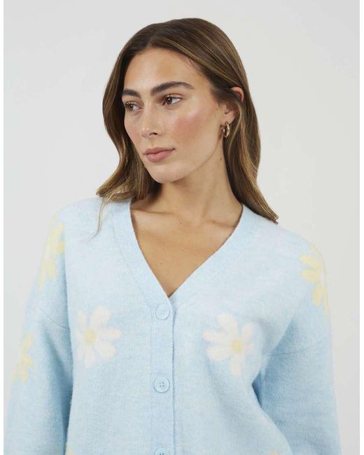 Brave Soul White Soft Flower Jacquard Knitted Cardigan