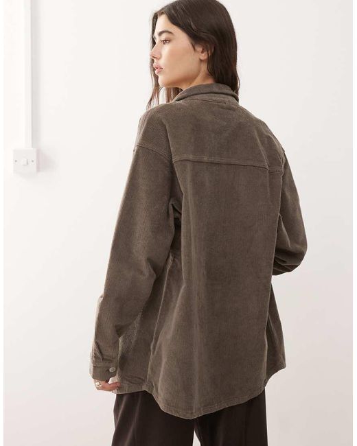 Noisy May Brown Oversized Cord Shirt