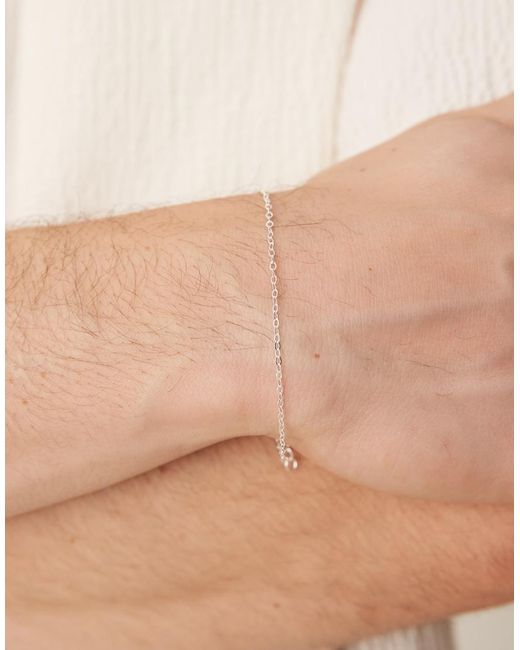 Bracciale A Catenina Con Maglie Ovali di ASOS in Natural da Uomo