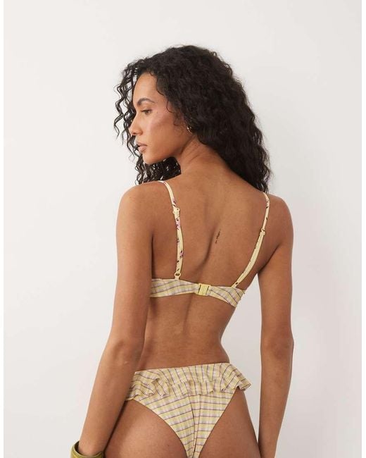 ASOS Brown Imogen Check Underwire Bikini Top