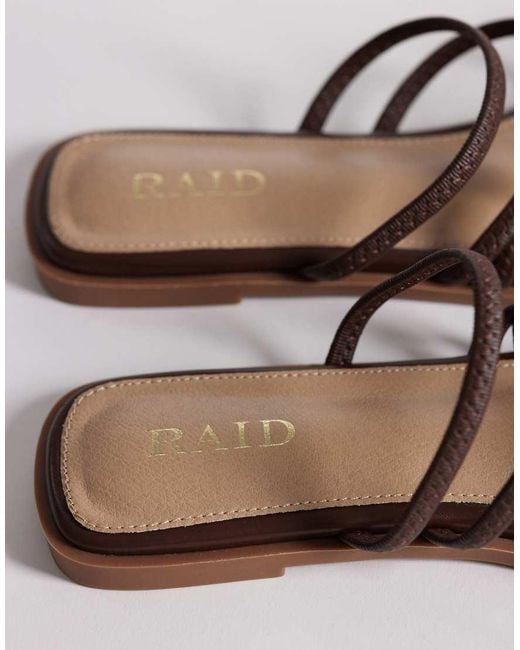 Raid Brown Moon Flat Sandals With Metal Detail