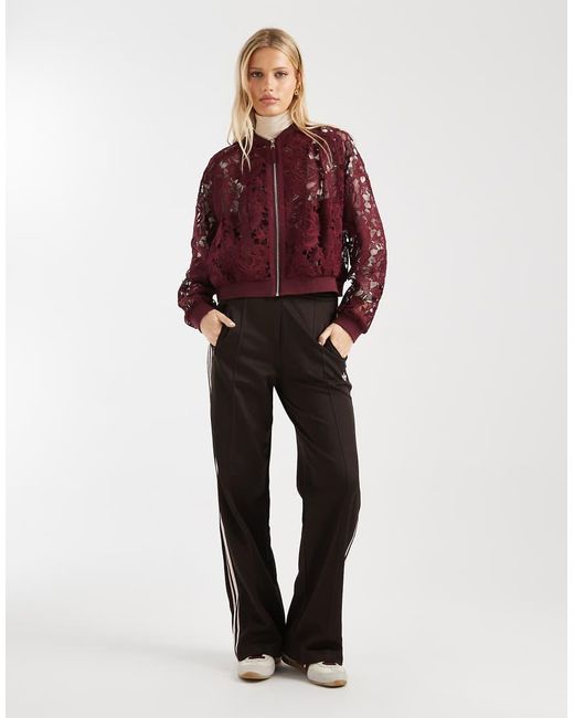 Miss Selfridge Red Lace Bomber Jacket