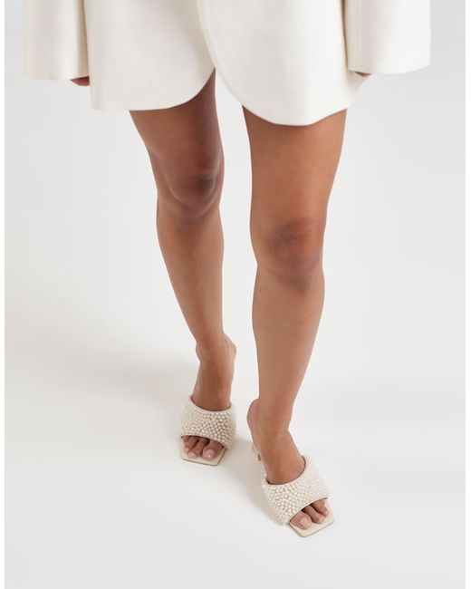 Dolce Vita Natural Nandy Pearl Bridal Mule Heeled Sandals