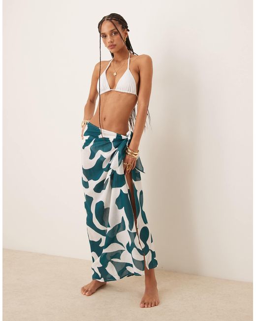 Abercrombie & Fitch Blue – longline-sarong mit abstraktem muster