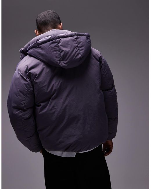 Topman Purple Collared Puffer Jacket for men