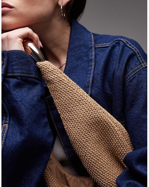 TOPSHOP Blue – scarlett – strohtasche