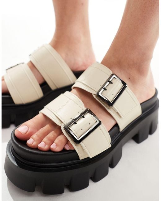 Truffle Collection Natural Chunky Double Strap Sandals