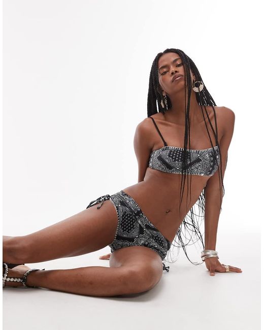 It's Now Cool Black Bandana Print Bikini Top