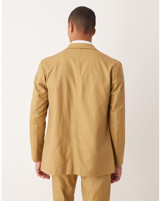 ASOS Natural Cotton Linen Blend Regular Suit Jacket for men