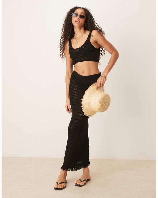 ASOS Black Knitted Beach Crop Top