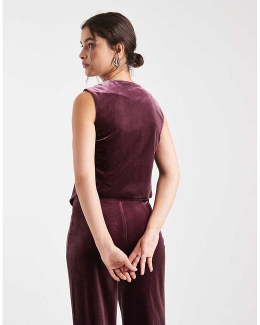 Vero Moda Red Velvet Waistcoat