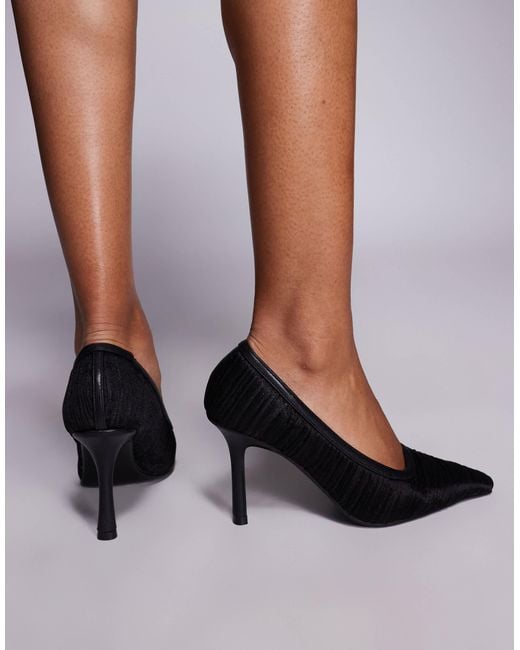 Public Desire Brown Salty Ruched Tulle Pumps