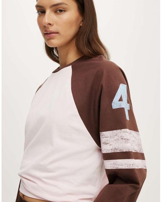 Cotton On White Active Graphic Raglan Tee