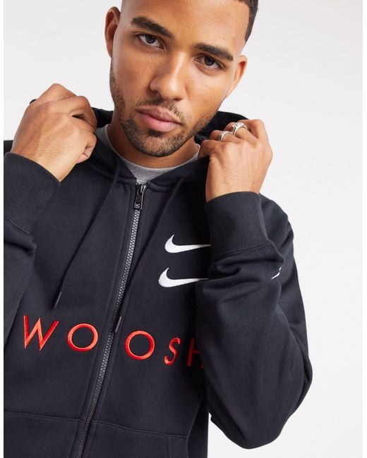 Punt Tot vaak Nike Double Swoosh Full-zip Hoodie in Black for Men | Lyst Australia