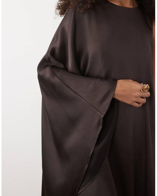 Forever New Natural Satin Asymmetric One Sleeve Mini Dress