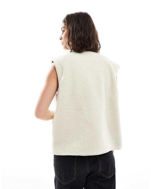Vero Moda White Boxy Teddy Gilet