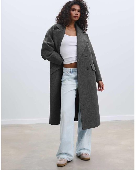 Stradivarius Gray Oversized Soft Touch Coat