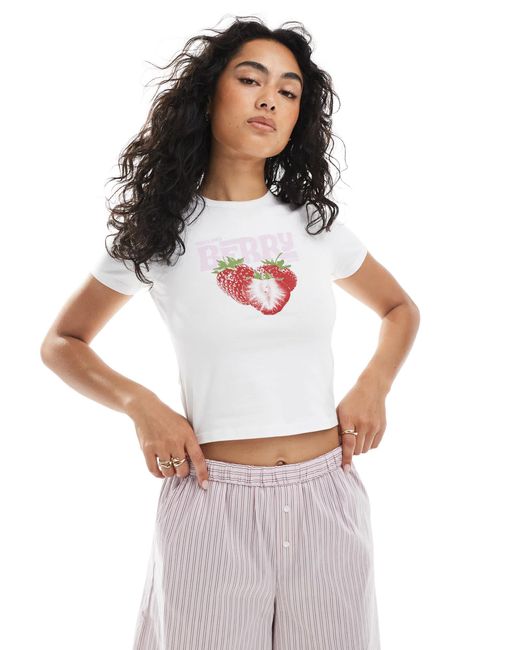 JJXX Black Gigi Baby Tee With Berry Print