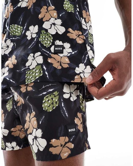 Boss Black Boss Co-Ord Floral Print Short Sleeve Shirt for men