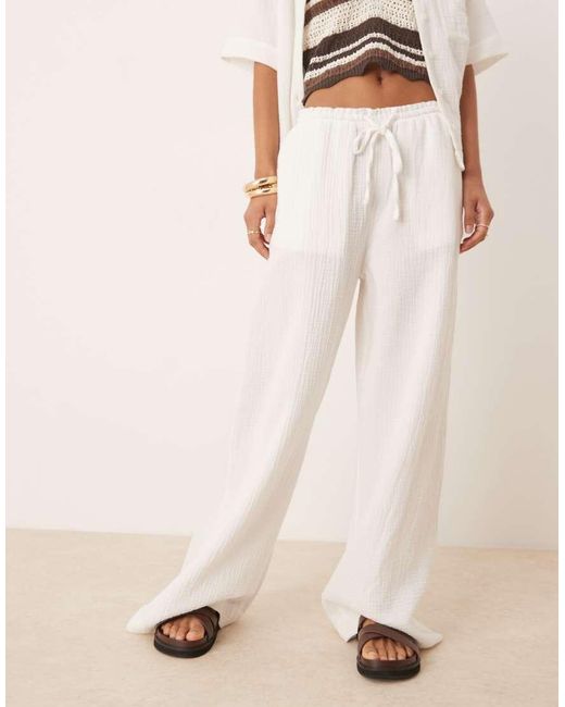 Gina Tricot Natural Co-ord Gauze Relaxed Fit Drawstring Trousers