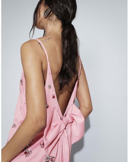 ASOS Pink Cluster Embellished Shift Mini Dress