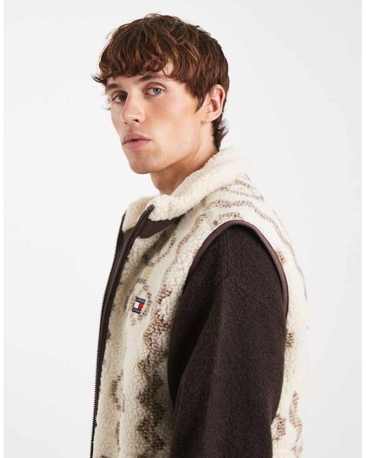 Tommy Hilfiger Natural Pattern Teddy Zip Up Gilet for men