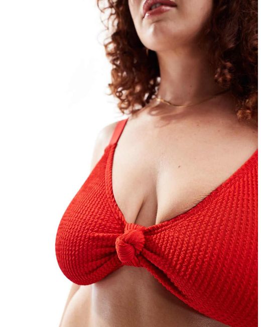 South Beach Red Knot Front Bikini Top