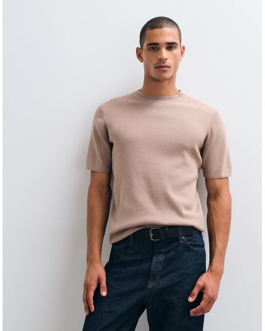 ASOS – fein geripptes basic in Natural für Herren